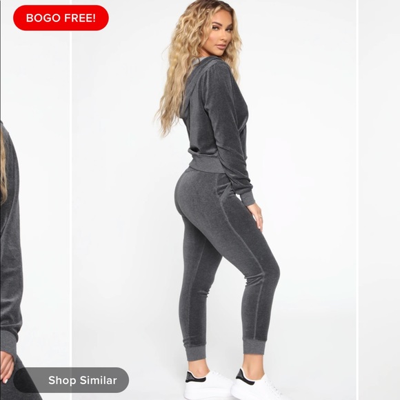 Charcoal grey velour tracksuit, worn once, 10/10 condition - Picture 3 of 7